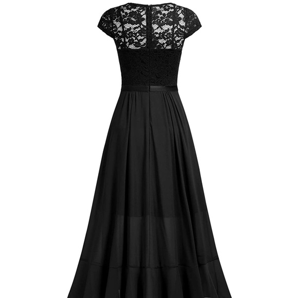 (SOLD) V Neck Lace Ruffle Bridesmaid Maxi Dress - Picture 5 of 5